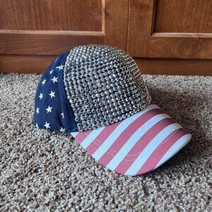 Sparkly Red and‎ Blue American Flag Y2K Cap 🇺🇸